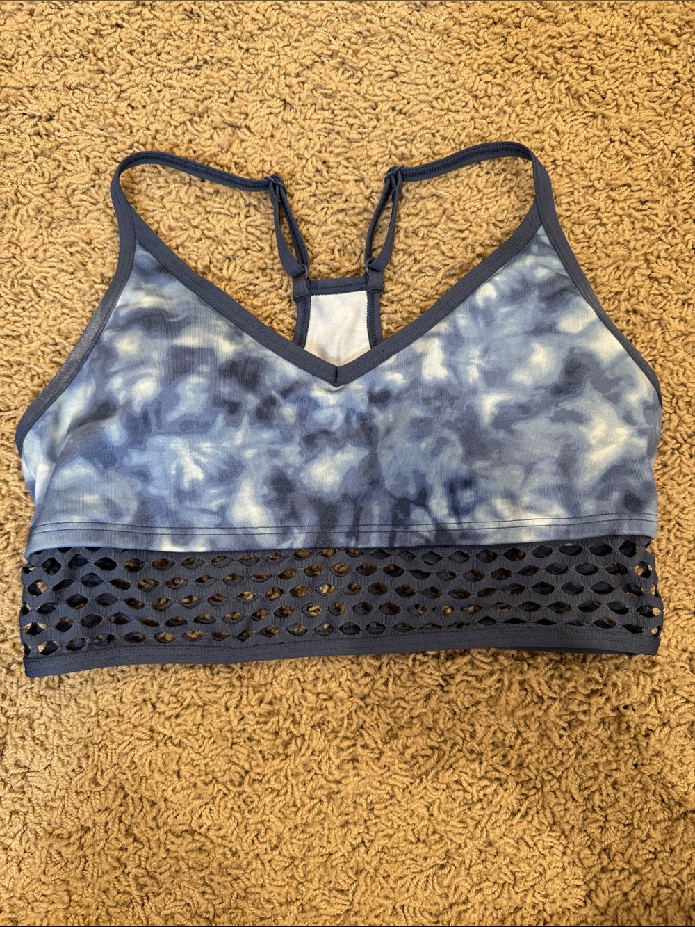 PINK Victoria's Secret Blue Tie-Dye Strappy Sports Bralette